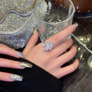 Anillos de Ansiedad Giratorios con Trébol de Cuatro Hojas de Circón para Mujer <span class=keywords><strong>Anillo</strong></span> Fidget Spinner Antiestrés de Acero Inoxidable Joyería Estética de Regalo - Product Image 3