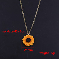 RINHOO Ensemble de bijoux hypoallergéniques en acier inoxydable pour femme, motif tournesol, collier et boucles d'oreilles pendantes en résine, accessoire de mode estival