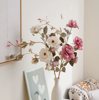 Fleur artificielle réaliste de style européen Dye Feiou Moon Rose, décoration d'intérieur, fleur artificielle murale pour mariage, centre de table du Nouvel An