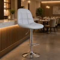 Tabouret de bar moderne JOHOOFURNITURE en cuir PU gris clair, matelassé carré, ergonomique, réglable, avec structure métallique pivotante pour bar à domicile
