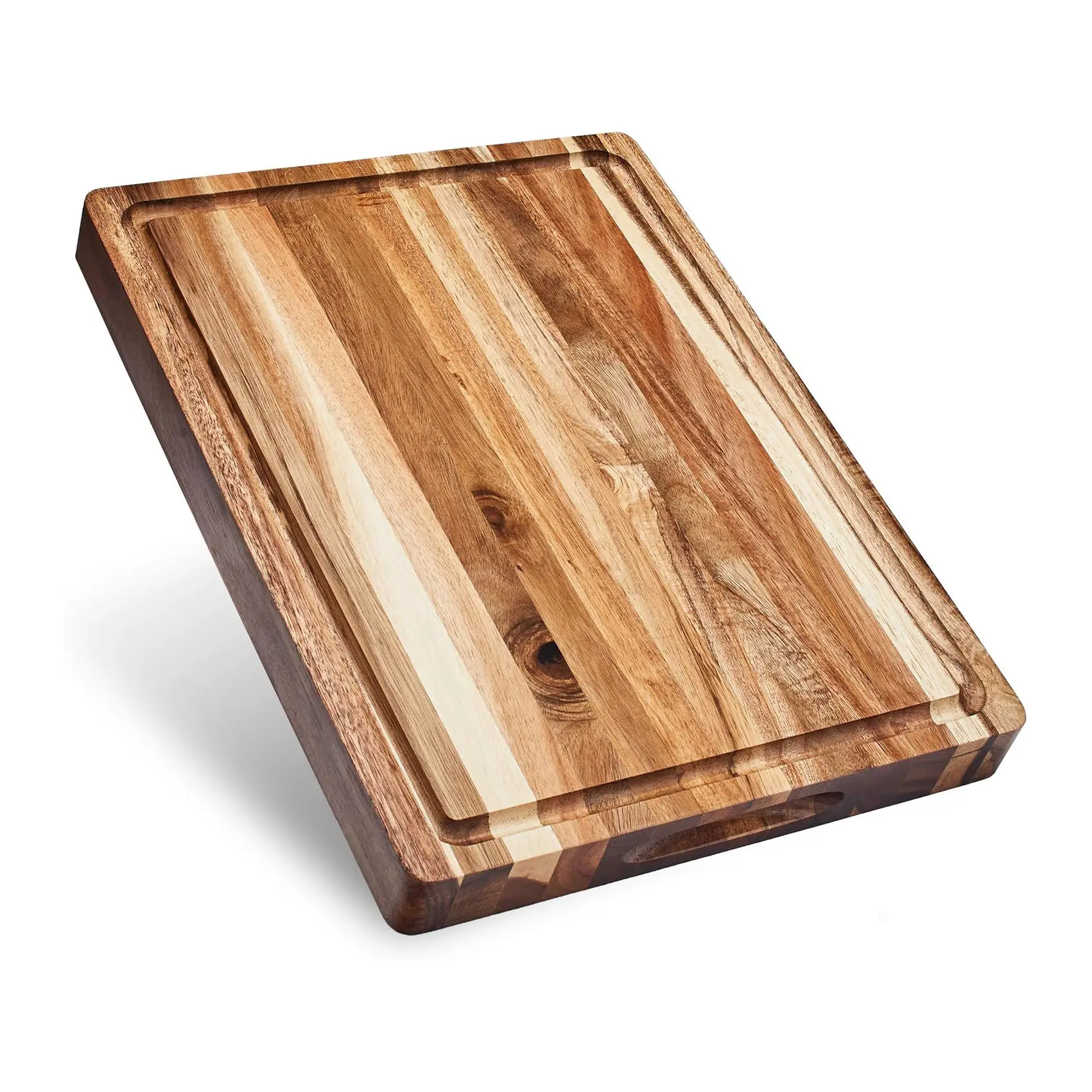 Thick Sustainable Acacia chopping board Wood Cutting Board for Kitchen with Juice Groove Sorting Compartment