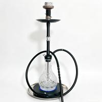 Chicha électrique avec base en verre, tige en métal noir, contrôle de la chaleur, tuyau d'eau avec flexible pour bar lounge et usage domestique