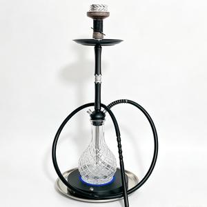 Electric <b>Hookah</b> Glass Base Black Metal Stem Heat Control Water <b>Pipe</b> with Hose for Lounge Bar Home Use - Product Image 1