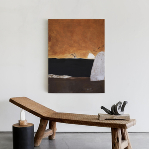 Peinture à l'huile abstraite verticale, orange rouille et noir, peinte à la main, à l'impasto épais, tons terreux, Wabi Sabi, grande œuvre d'art sur bois, Art déco - Product Image 4