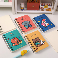 Cuaderno Espiral A7 Kawaii con Diseño de Dibujos Animados, 80 Hojas, Papel Rayado de 70 g/m², Libreta de Bolsillo Portátil para Notas Diarias