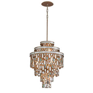 Gold <b>Crystal</b> Tiered <b>Chandelier</b> With Rectangular Beads E26 LED 2700K Warm Light For Living Room - Product Image 3
