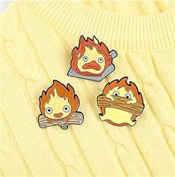 AiLi Cartoon Enamel Pin Fire Demon Enamel Pins Moving Castle Anime Brooch Lapel Pin Badge for Bag Hat Clothing Accessories