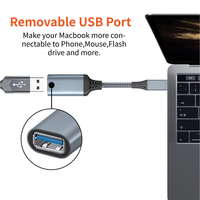 Adaptateur USB C femelle vers USB 3.0 mâle en nylon tressé en aluminium avec transfert de données de 5 Go, 0,2 m, état neuf, alimentation, concentrateur USB C