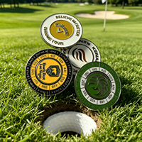 Marqueur de distance de golf en métal moulé sous pression, émail dur, double face, type jeton de poker, avec logo personnalisé, pièce commémorative de club de golf