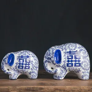 Цзиндэчжэнь, ручная работа, украшение для офиса, сада, дома, китайская сине-белая скульптура слона, фарфоровый дизайн, керамика