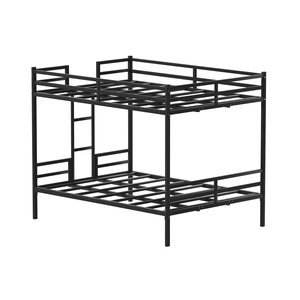 Cama Litera Queen con Barandilla <span class=keywords><strong>de</strong></span> Seguridad Completa, <span class=keywords><strong>Escalera</strong></span> y Estructura <span class=keywords><strong>de</strong></span> Metal Resistente en Color Negro, Ideal para Espacios Compartidos y Habitaciones <span class=keywords><strong>de</strong></span> Invitados - Product Image 1