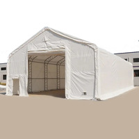 Abri de stockage extérieur simple en métal et PVC 40' x 60' à double treillis, structure en acier, résistant aux vents forts et aux fortes tempêtes de neige toute saison
