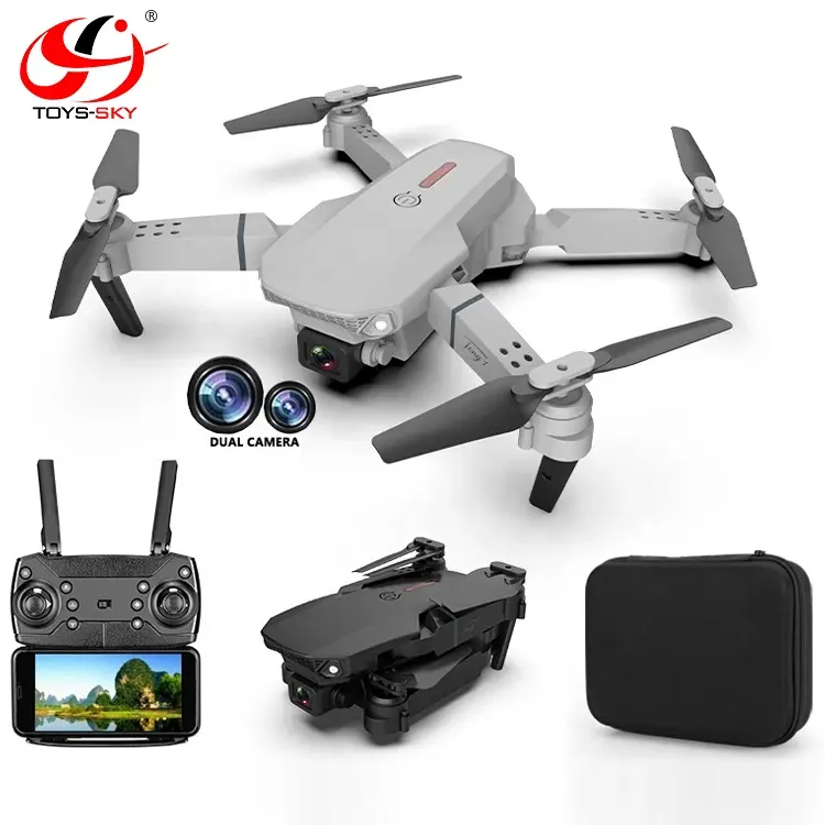 Top Sale 2.4G FPV Fixed Height Mini Folding Dron E88 4k Drone Mini Dual Camera RC Quadcopter toys Gesture Photo VS GD91pro drone