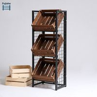 4-Tier metalen en houten displaystandaard, lange vloerstaande kruidenier met verstelbaar, zwaar retailrek voor thuis, keuken