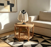 Décoration de table bohème faite à la main avec pampilles et support, ornement en fibre noire et ivoire pour la décoration intérieure de la maison et des hôtels