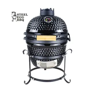 SEB KAMADO 13" Outdoor Multifunction Charcoal Ceramic Kamado Barbecue Grill, Black Bastard Kamado Grill