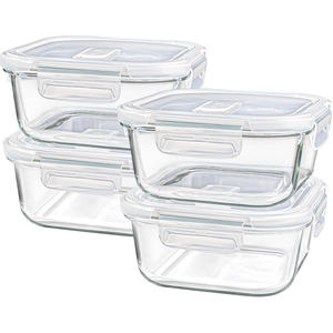 New Design BPA-Free Glass Storage Container Box Set with Glass Lid Kitchen Glass Baking Tray Oven Heating - Product Image 1