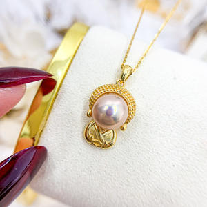 Pendentif en argent S925 de marque WENCHI, style Bouddha, petit collier à breloques, perles de 10-11 mm, accessoire perles lâches de qualité 30714 - Product Image 1