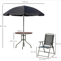 Table pliante et chaises avec parasol patio extérieur balcon petite table basse ensemble six pièces