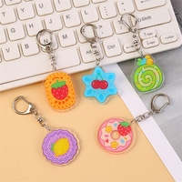 Breloque de sac personnalisée avec motif imprimé UV couleur, pendentif mignon en forme de dessert ou de fruit, porte-clés en acrylique pour accessoire de sac à dos