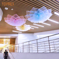 Lumières LED interactives TOPREX en forme de fleur mécanique, lotus bionique suspendu pour la décoration de plafond d'atrium de centre commercial