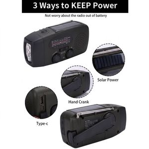 <span class=keywords><strong>Radio</strong></span> NOAA Mejorada con Banco de Energía de 5000mAh, <span class=keywords><strong>Radio</strong></span> Solar de Emergencia con Manivela Tipo-C para Kits de Preparación para Huracanes - Product Image 3