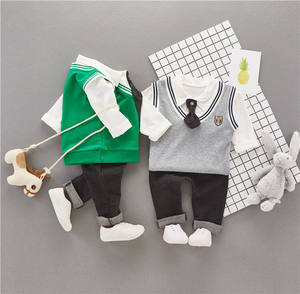 ชุดเสื้อกั๊กเด็กผู้ชายราคาถูกสำหรับฤดูใบไม้ผลิ เสื้อยืดคอกว้าง และกางเกงยีนส์แบรนด์ดัง จำนวนมาก จากผู้ผลิตในจีน - Product Image 3