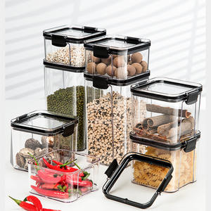 Juego de Recipientes Herméticos Transparentes para Almacenamiento de Alimentos, Tapas Negras, Organizador de Cocina para Granos, Especias, Pasta, Nueces, Refrigerador, Despensa, Sin BPA - Product Image 2