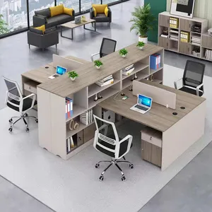 Houten Mdf Bureau Meubilair 4 Persoons Kantoorcabines Modern Kantoorpartitie Werkstation