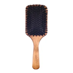 Portable Natural Wooden Handle Wide Tooth Scalp Massage Air Cushion Massage Wood Paddle Comb Hair Brush