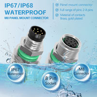 Connecteur M8 8 broches, code A, industriel, mâle-femelle, prise angulaire, montage sur panneau PCB, connecteur circulaire pour applications électriques