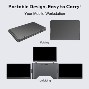 Moniteur portable triple écran 15,6 pouces FHD IPS pliable pour ordinateur portable, idéal pour le télétravail et les voyages - Product Image 5