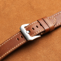 Correas de Reloj de Cuero Zenos Custom Brands, Correas de Reloj Deportivas Vintage de Cuero de Vaca de Primera Calidad Encerado con Aceite, Estilo Crazy Horse, 22/24 mm