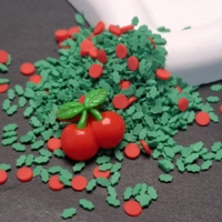 1000g/zakje Kersen Fruit Thema Polymeerklei Schijfjes Groen Rood Kleur Serie Zachte Klei Sprinkles voor Scrapbooking Feestdecoratie