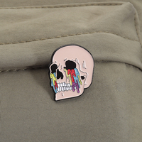 Broche en émail pour groupe de musique Broche en métal Alien Skull Lapel Backpack Badge Jewelry Gift for Friends Stock Wholesale
