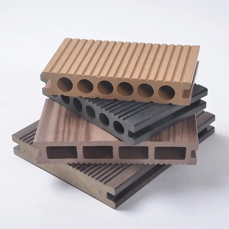 Factory Wholesale Outdoor Deep Embossing Wood Plastic Composite Flooring Co-extrusion Hollow Wpc Decking
