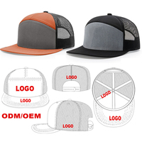 Casquette OEM Snapback personnalisée avec logo brodé Casquette Hip Hop à bord plat en maille respirante personnalisée à 7 panneaux Casquette de camionneur de haute qualité