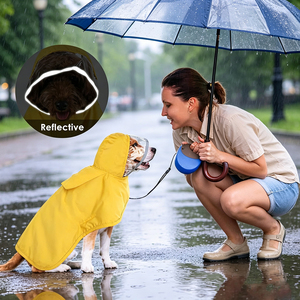 เสื้อกันฝนสำหรับสุนัขพร้อมฮู้ด เสื้อกันฝนกันน้ำสำหรับสุนัขขนาดเล็กและขนาดใหญ่ สำหรับวันฝนตก เดิน วิ่ง เสื้อกันฝนสะท้อนแสงสำหรับสัตว์เลี้ยง - Product Image 5
