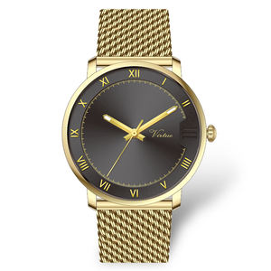 Virtue <span class=keywords><strong>Rose</strong></span> Or En Acier Inoxydable Bracelet En Cuir Montre Logo Personnalisé Grand Cadran Quartz Minimalisme Ultra Mince Mode Unisexe - Product Image 2