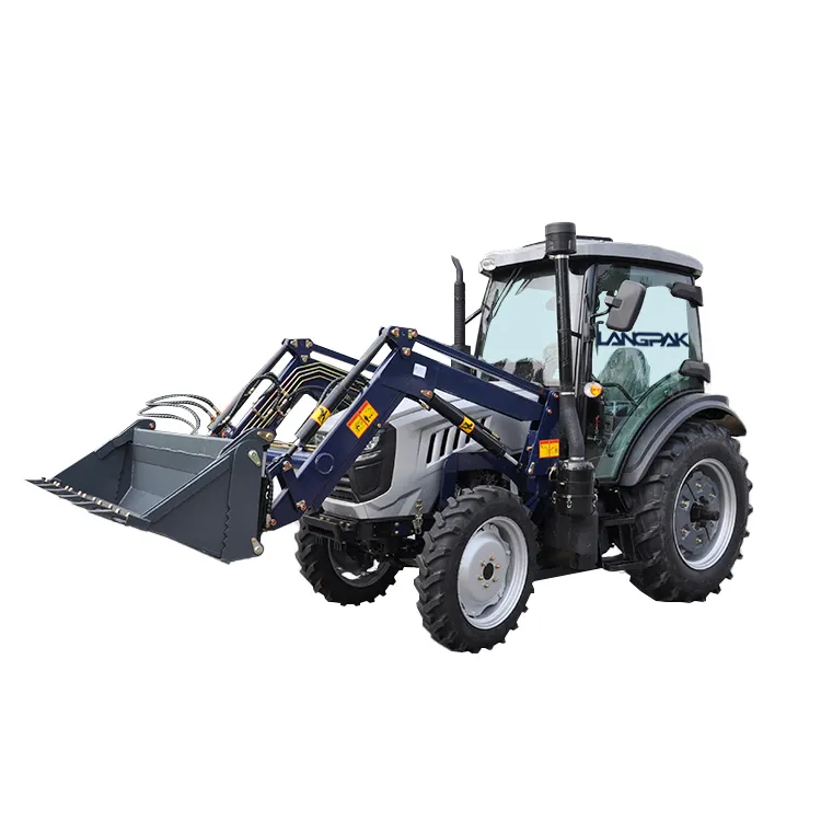 90hp diesel engine agriculture mini wheel tractor china with mower / snow blade /concrete mixer / wood chipper farm accessories