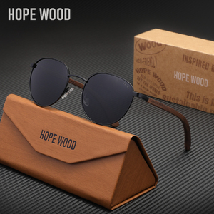 Gafas de Sol Redondas de Madera de Nogal Hechas a Mano HOPE WOOD 2025, Gafas de Sol Steampunk Polarizadas para Hombre y Mujer 5519 - Product Image 2