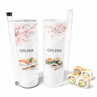 Tube en papier d'emballage pour sushis, écologique, de qualité alimentaire, imprimé sur mesure, avec distributeur de sauce soja, emballage en papier pour boîte