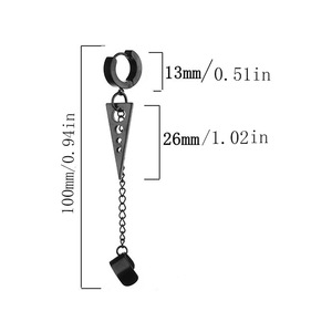 Pendientes de Clip Geométricos Triangulares de Acero Inoxidable y Aleación de Zinc, Estilo Punk Hip Hop Urbano, Joyería para Perforaciones Dobles en la Oreja - Product Image 5