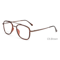 Venta caliente diseñador marco cuadrado Metal gafas ópticas doble puente oro plata directo de fábrica al por mayor