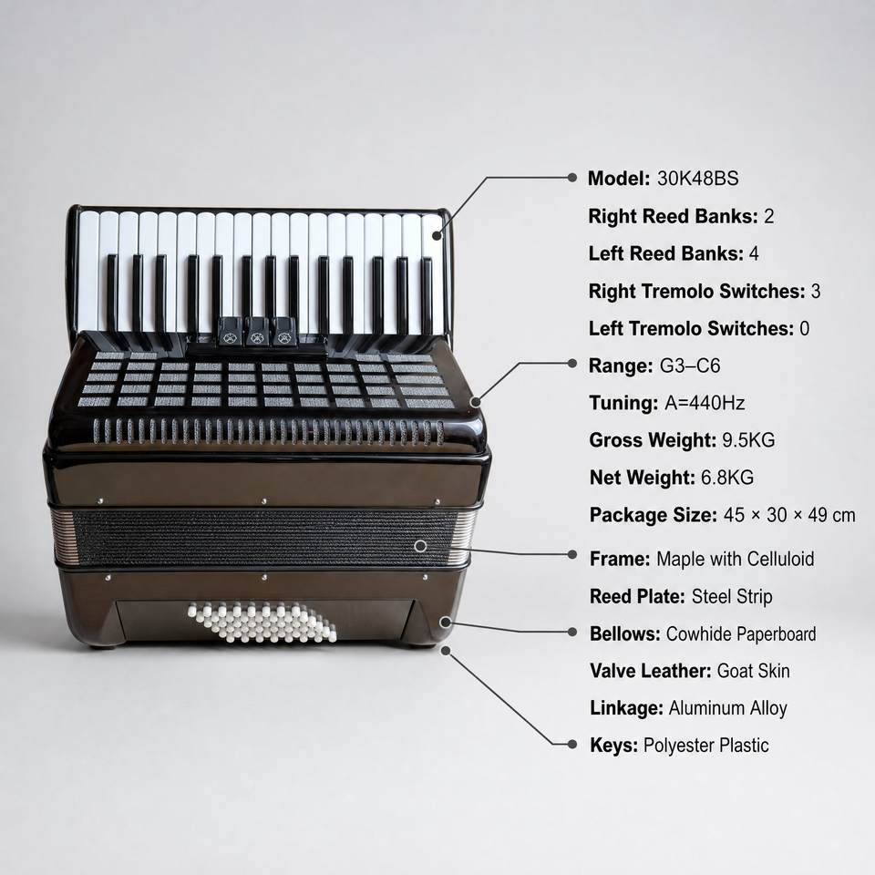 What Is Key Configuration Chromatic Piano Accordion 30 Key 48 Bass 3 Register Wooden Celluloid ...