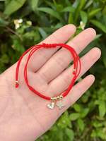 Bracelet à breloques en fil de nylon rouge avec médailles croix, plaqué or 18 carats, bijoux religieux catholiques unisexes, cadeau