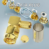 Bairui RP ángulo recto para conector SMA 1P enchufe macho contactos de latón 12V para RG58 LMR195 LMR200 Cable Coaxial para aplicaciones RF