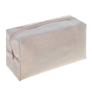 Usine de gros personnalisé écologique 12oz toile fermeture éclair Portable sac cosmétique grande capacité pochette de maquillage Durable pour sacs - Product Image 4