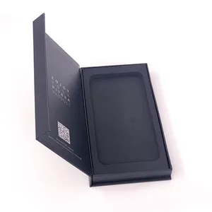Çevre dostu özel tasarım lüks cep telefonu karton ambalaj siyah kağıt paketi boş cep telefonu kutusu