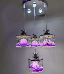 Lampu gantung LED kaca Modern, lampu hias gantung dengan RGB untuk warna yang dapat disesuaikan (FX604/3 + 1) - Product Image 1